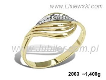 Złoty Pierścionek z cyrkoniami żółte złoto próby 585 - 2063 - 1