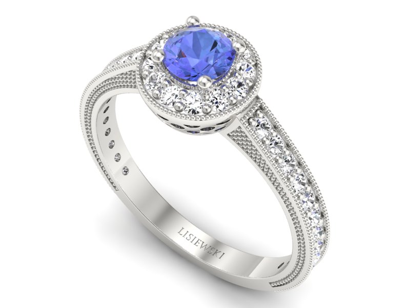 Pierścionek z tanzanitem i brylantami promocja - 2068skwpro — zdjęcie 3