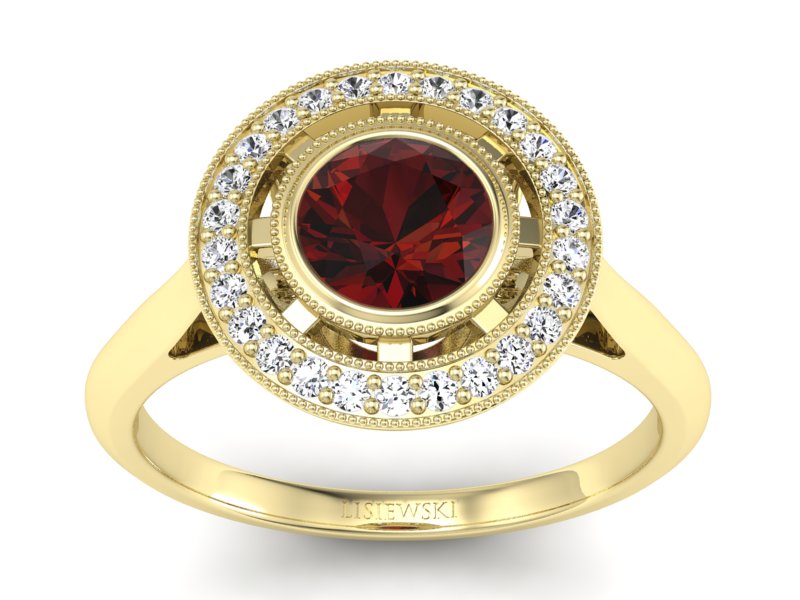 Pierścionek z granatem i brylantami promocja - 2071skkpro