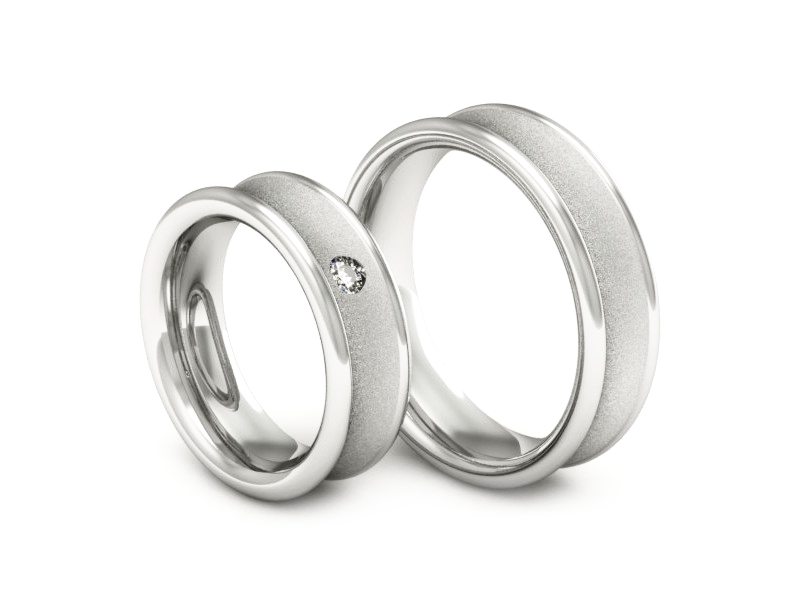 Obrączki ślubne z brylantem białe złoto - 2181326bms — zdjęcie 3