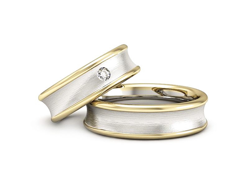Obrączki ślubne z brylantem dwukolorowe złoto - 2181326bzmp — zdjęcie 2