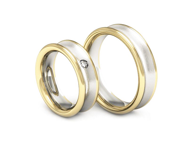Obrączki ślubne z brylantem dwukolorowe złoto - 2181326bzmp — zdjęcie 3