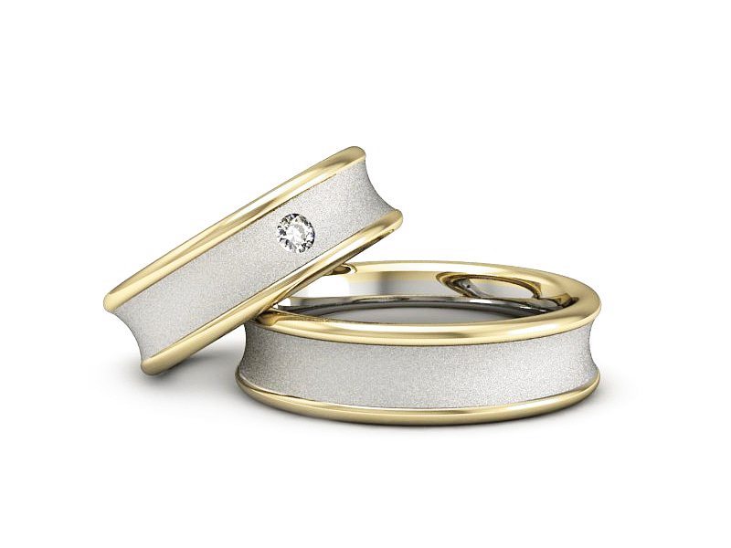 Obrączki ślubne z brylantem dwukolorowe złoto - 2181326bzms — zdjęcie 2