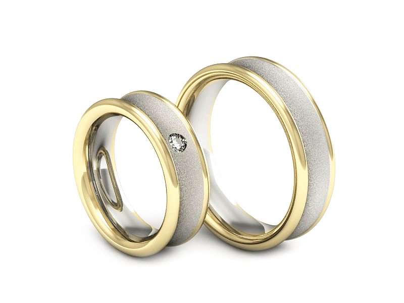 Obrączki ślubne z brylantem dwukolorowe złoto - 2181326bzms — zdjęcie 3