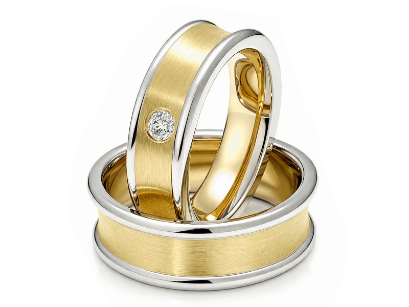 Obrączki ślubne z brylantem dwukolorowe - 2181326o — zdjęcie 3