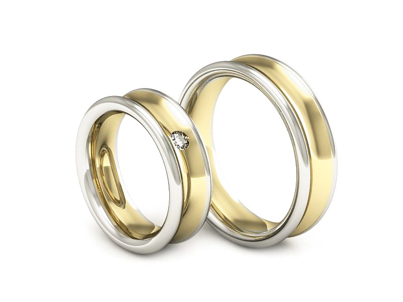 Obrączki ślubne z brylantem dwukolorowe złoto - 2181326zb — zdjęcie 3
