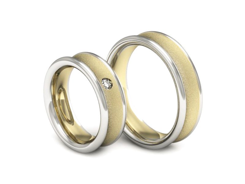 Obrączki ślubne z brylantem dwukolorowe złoto - 2181326zbms — zdjęcie 3