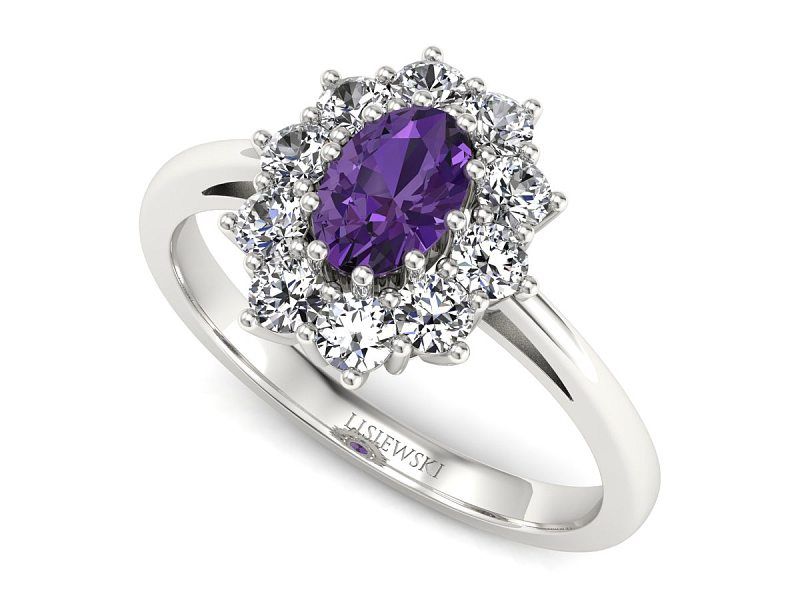 Złoty pierścionek zaręczynowy z fioletowym szafirem promocja - 2222skwpro