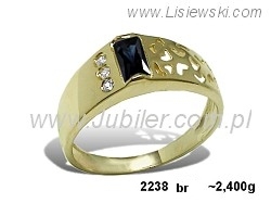Złoty pierścionek z szafirem i brylantami - 2238br — zdjęcie 2