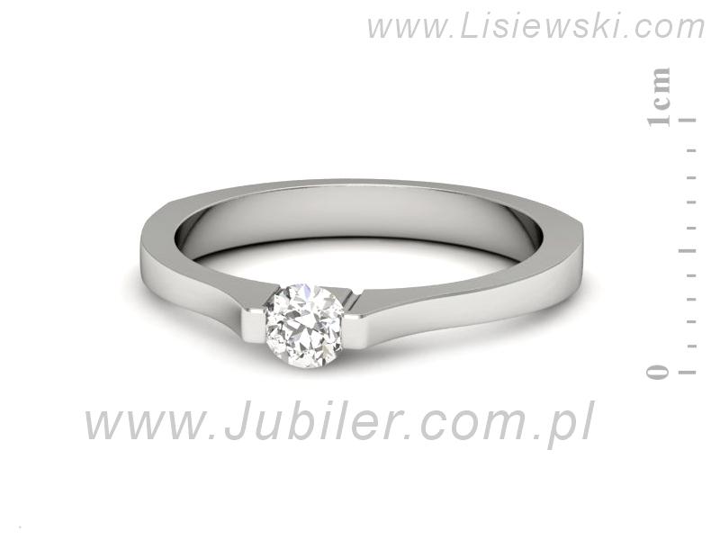 Złoty pierścionek z brylantem białe złoto - 2265b — zdjęcie 2