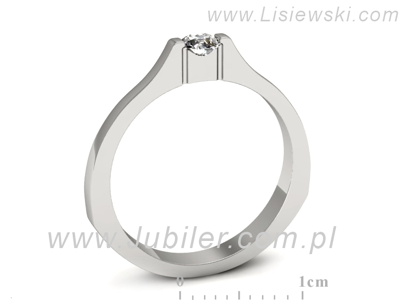 Złoty pierścionek z brylantem białe złoto - 2265b — zdjęcie 3