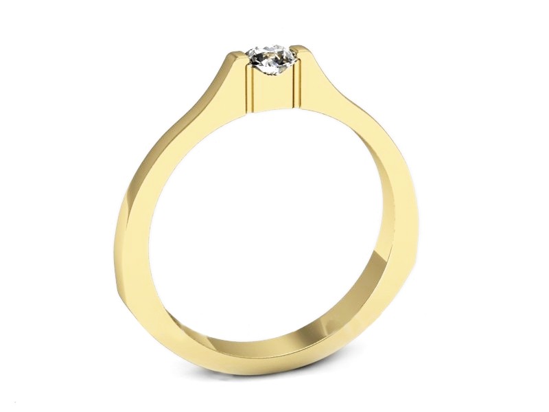 Złoty pierścionek z brylantem żółte złoto - 2265z — zdjęcie 3
