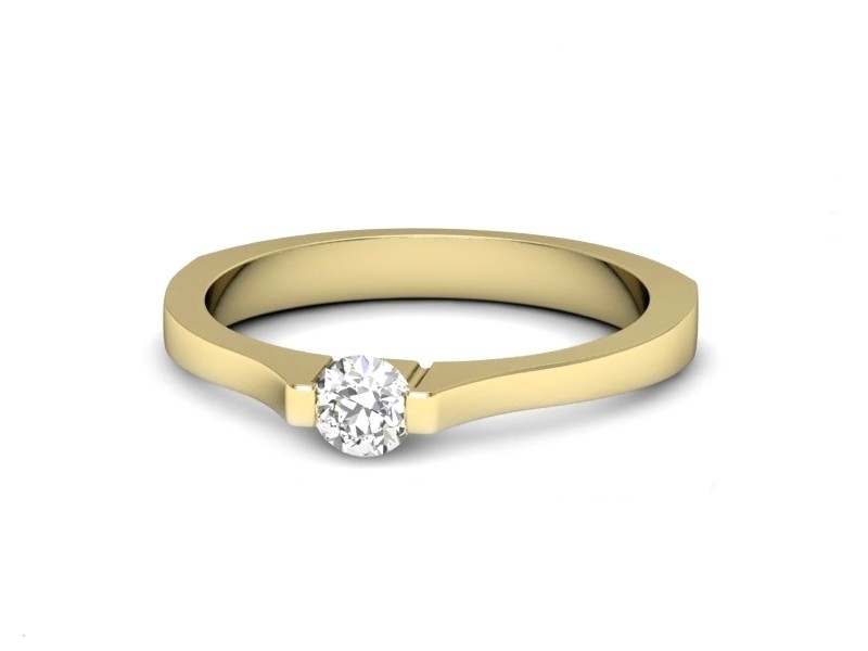 Złoty pierścionek z brylantem żółte złoto - 2265z — zdjęcie 2