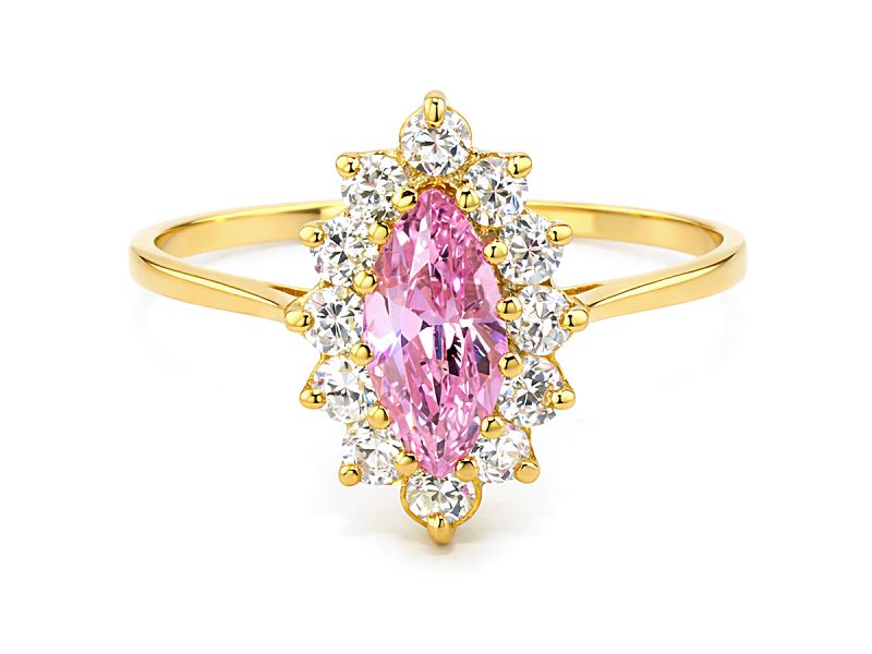 Złoty pierścionek z cyrkoniami żółte złoto - 2273r — zdjęcie 3