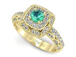 Złoty pierścionek ze szmaragdem i diamentami promocja - 2276skwpro