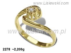Złoty Pierścionek z cyrkonią żółte złoto próba 585 - 2278