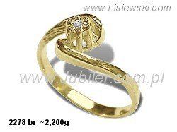 Złoty Pierścionek z brylantem żółte złoto próba 585 - 2278br - 1