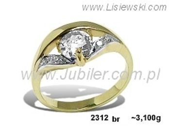 Złoty Pierścionek z brylantami żółte złoto - 2312br - 1