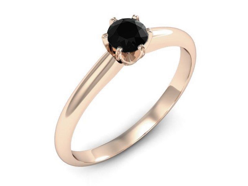 Pierścionek zaręczynowy z czarnym diamentem różowe złoto - 2357skwpro