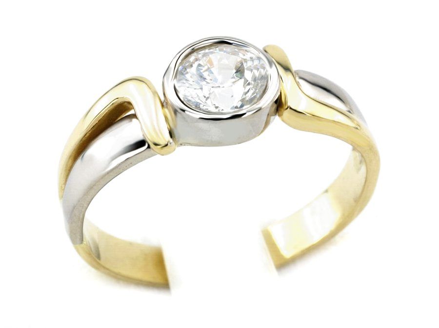 Pierścionek z diamentem żółte i białe złoto proba 585 - 235bbr_VS_H - 1