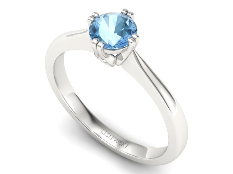 Złoty pierścionek z akwamarynem i brylantami - 2360skwpro — zdjęcie 3