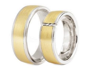 Złote Obrączki ślubne z brylantami dwukolorowe - 2381322o - 1