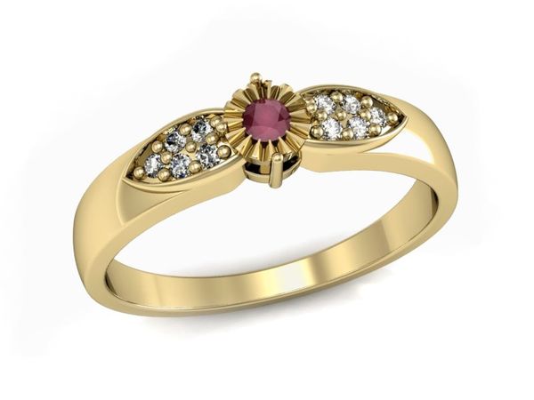 Złoty pierścionek z rubinem i diamentami promocja - 2382skwpro- 1