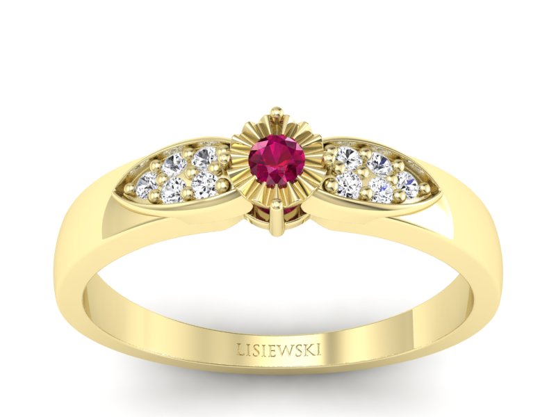 pierścionek z rubinem i diamentami promocja - 2382skwpro