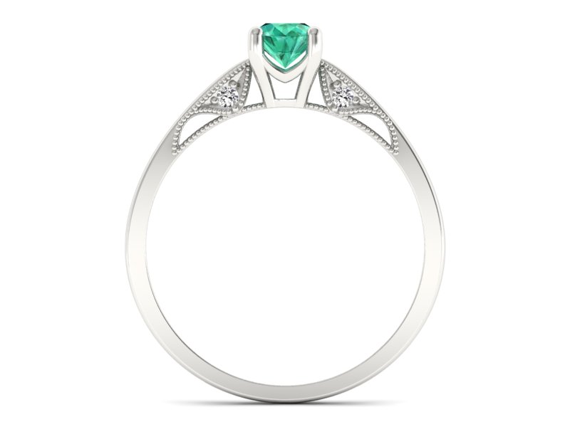 Pierścionek ze szmaragdem z brylantami promocja - 2419skwpro — zdjęcie 2