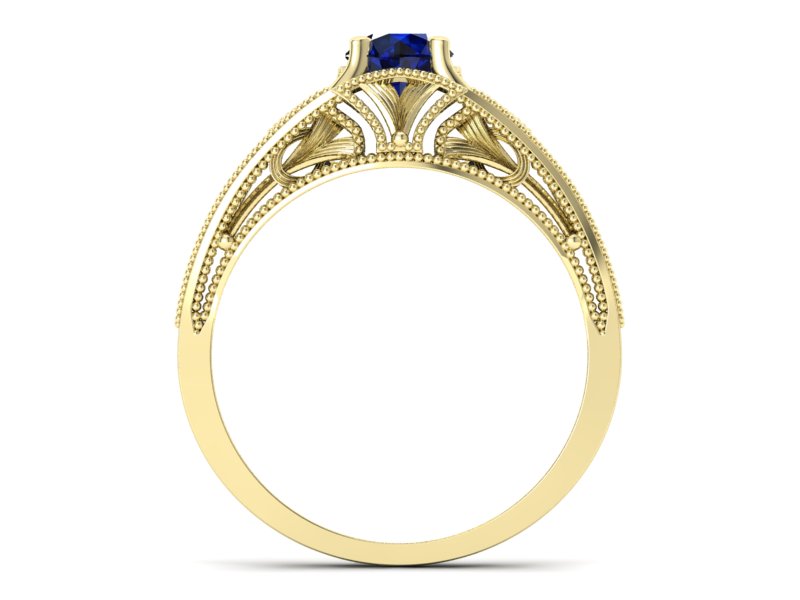 Pierścionek z szafirem żółte złoto 585 promocja - 2420skwpro — zdjęcie 2