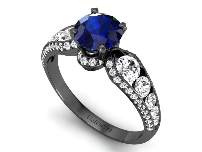 Pierścionek z szafirem i brylantami promocja - 2457skwpro — zdjęcie 3