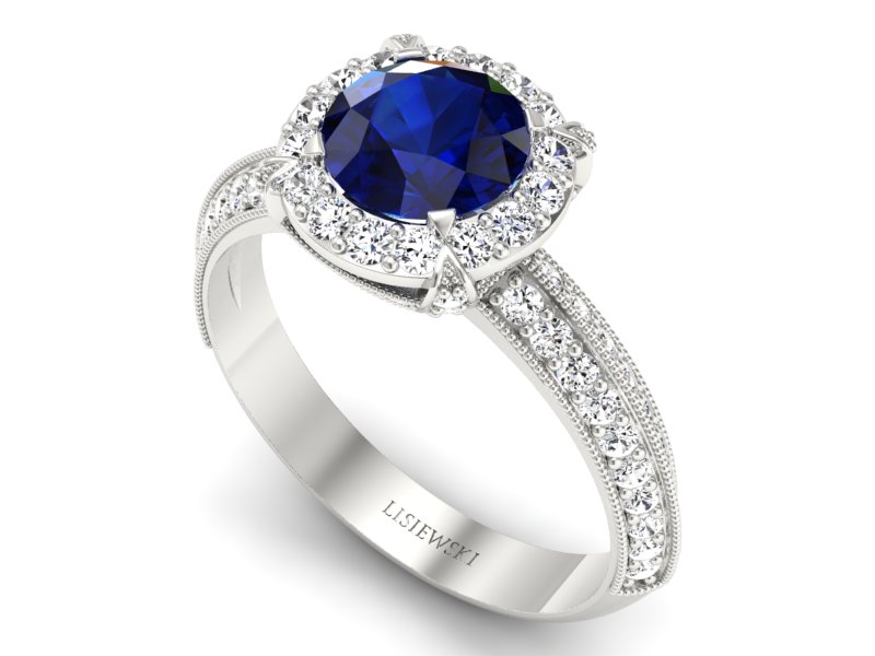 Pierścionek z szafirem i brylantami promocja - 2461skwpro — zdjęcie 3