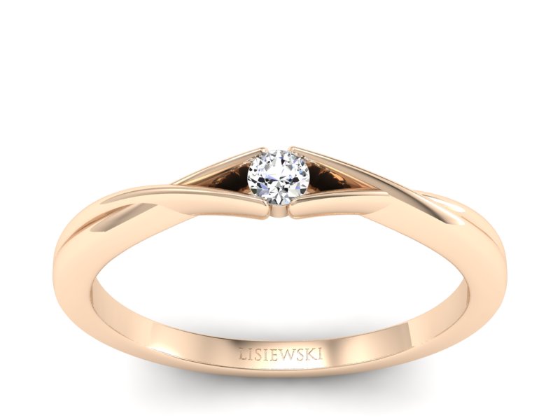 Pierścionek różowe złoto z diamentem promocja - 2466skwpro