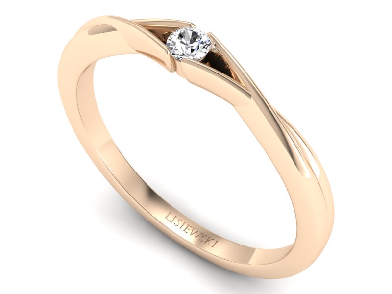 Pierścionek różowe złoto z diamentem promocja - 2466skwpro — zdjęcie 3