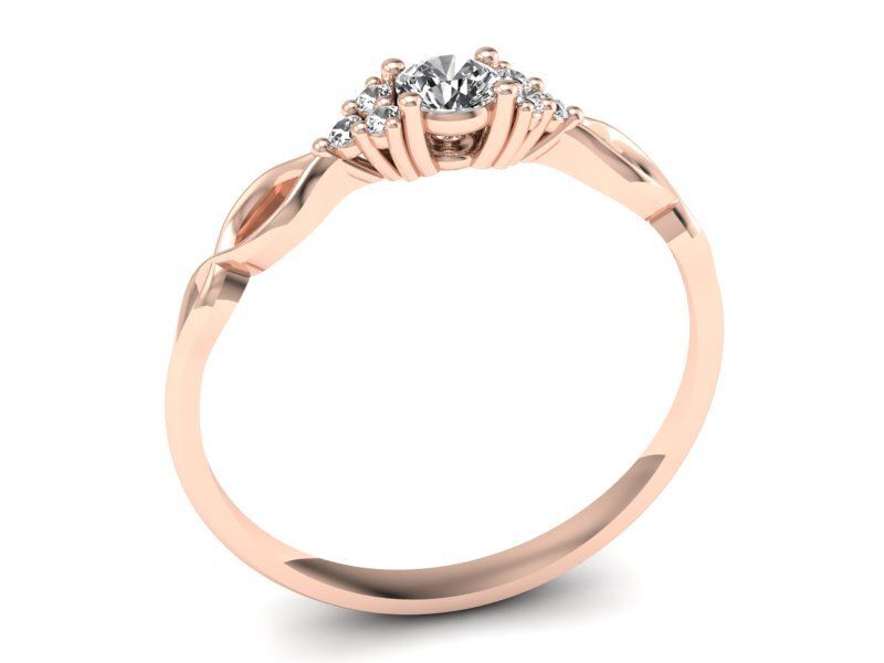 Złoty pierścionek zaręczynowy z diamentami różowe złoto - 2477skwpro - 3