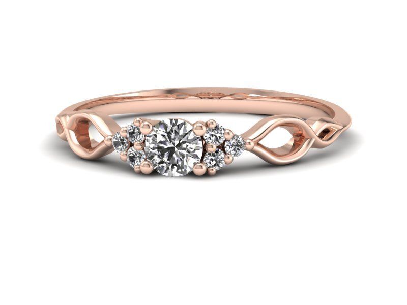 Złoty pierścionek zaręczynowy z diamentami różowe złoto - 2477skwpro - 2