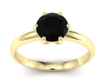 Złoty pierścionek z czarnym diamentem - 2481skwpro - 1