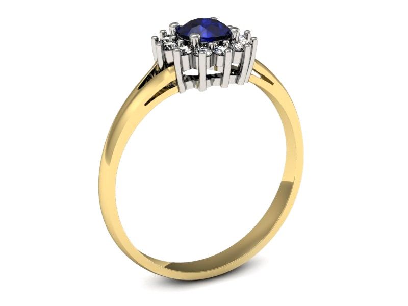 Złoty pierścionek z szafirem i diamentami promocja - 2489skwpro - 2