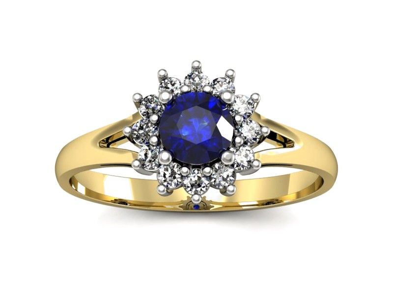 Złoty pierścionek z szafirem i diamentami promocja - 2489skwpro - 1