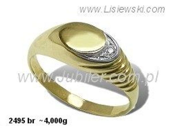 Złoty Pierścionek z brylantem żółte złoto próba 585 - 2495br