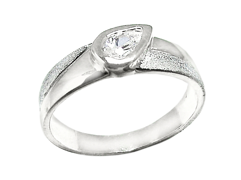 Pierścionek srebrny z cyrkonią matowany - 2512ag