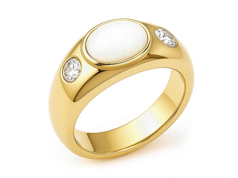 Złoty pierścionek z opalem i cyrkoniami - 2520_p