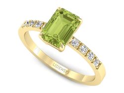 Złoty pierścionek z diamentami i oliwinem 585 - 2530skwpro