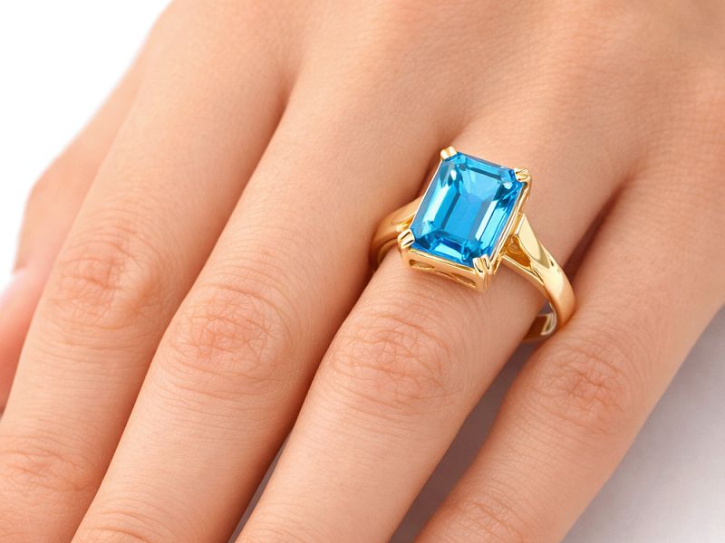 Złoty pierścionek z akwamarynem - 2541akw — zdjęcie 2