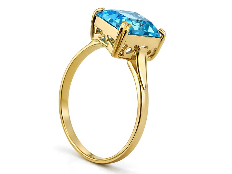 Złoty pierścionek z akwamarynem - 2541akw — zdjęcie 3