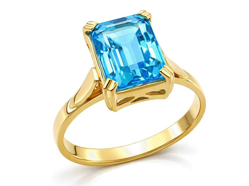 Złoty pierścionek z akwamarynem - 2541akw