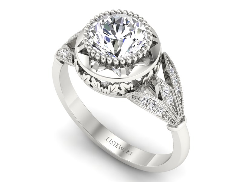 Pierścionek z diamentami białe złoto próba 585 - 2557skwpro — zdjęcie 3