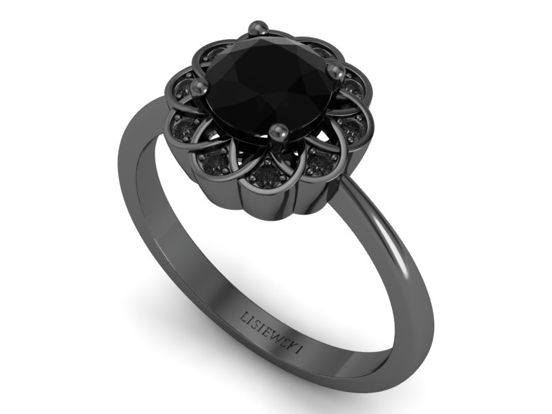 Pierścionek z szafirem i diamentami złoto 585 - 2559skwpro — zdjęcie 3