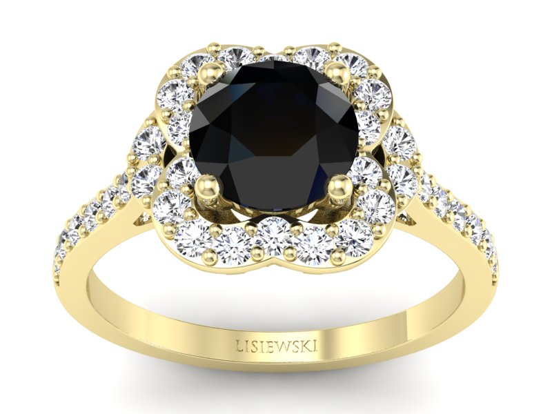 Pierścionek z szafirem i brylantami promocja - 2563skwpro