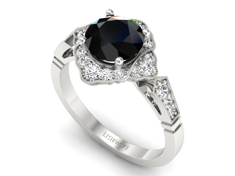 Pierścionek z szafirami i diamentami promocja - 2564skwpro — zdjęcie 3